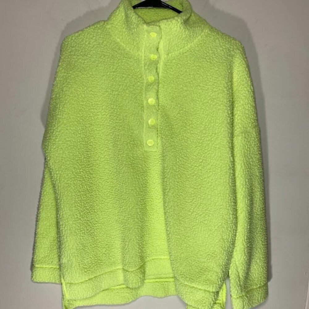 Aerie Neon Sherpa Snap Oversized Pullover